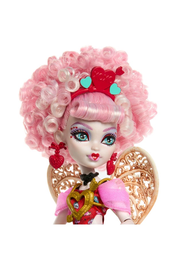 مونستر هاي Scary Sweet Birthday Doll, Cupid Asteria in Pink and Red Party Dress with Themed Accessories like Invite, Balloon, Gift and More - Image 5